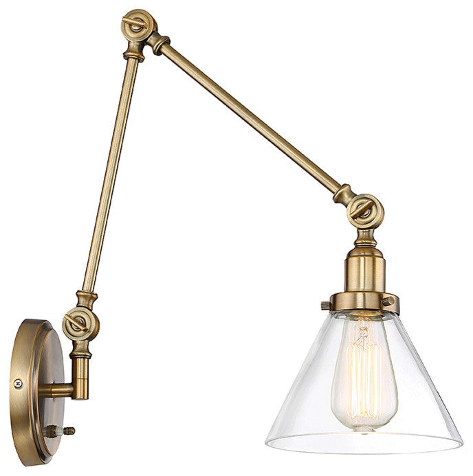 Drake 1-Light Adjustable Sconce, Warm Brass