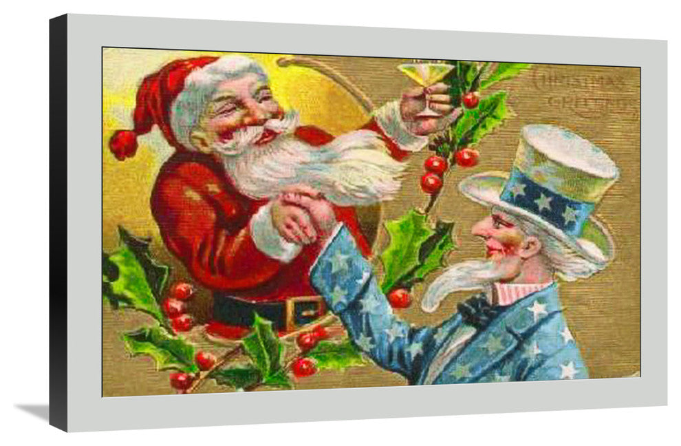 "Santa with Uncle Sam Litho" Canvas Giclee by Hollywood Photo Archive, 30"x20"