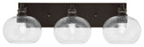Edge 3-Light Bath Bar, Espresso Finish, 7" Clear Bubble Glass