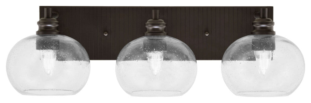 Edge 3-Light Bath Bar, Espresso Finish, 7" Clear Bubble Glass