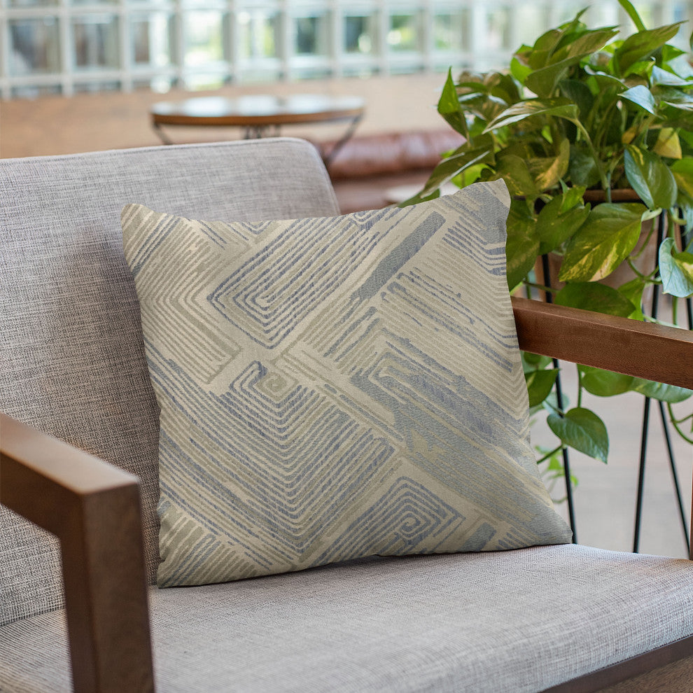Plutus Blue Beige Hidden Tour Abstract Luxury Throw Pillow, 26"x26"