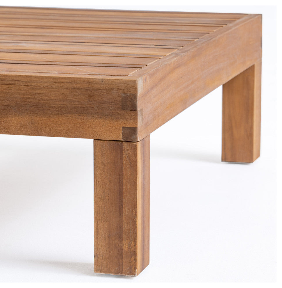 Keith Outdoor Right Arm Loveseat and Coffee Table Set, Red/Teak