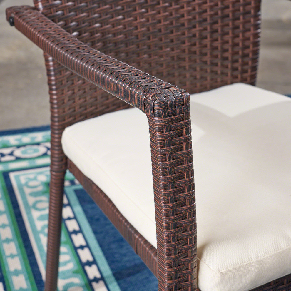 GDF Studio 3-Piece Kohler Outdoor Teak Acacia Wood and Wicker Bistro Set