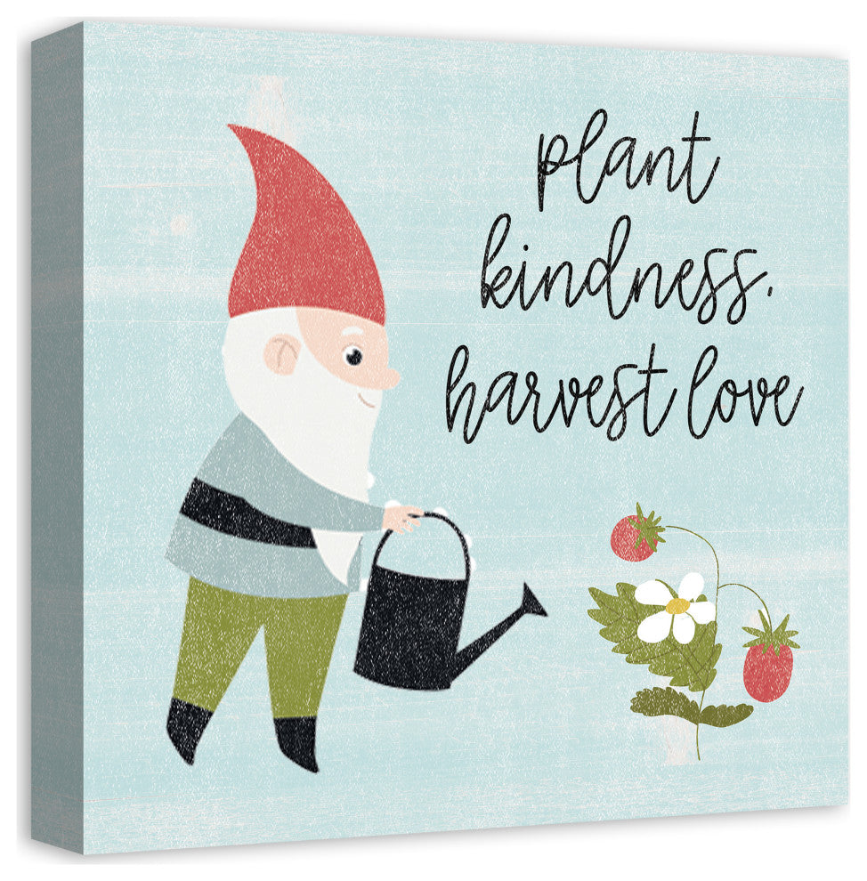 Plant Kindness Harvest Love Gnome 2 16x16 Canvas Wall Art