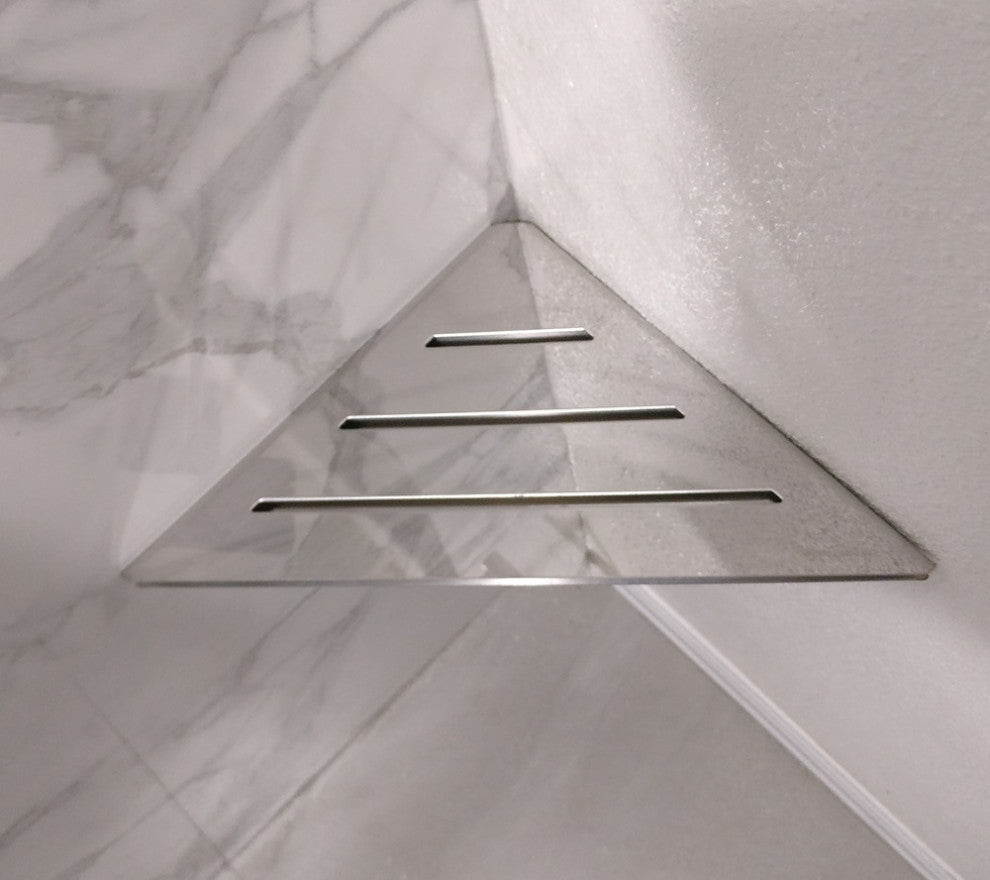 Bath Shelf or Foot Rest 9", Wall Mount Triangle Shelf, Polished Chrome