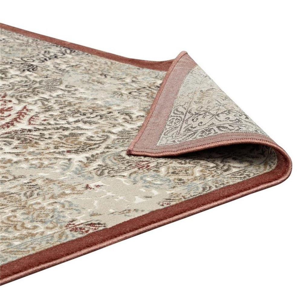 Hester Ornate Turkish 8x10 Vintage Area Rug in Tan and Walnut Brown