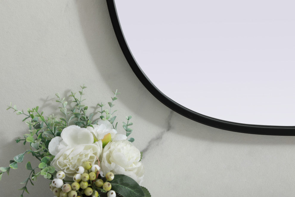 Metal Frame Oval Mirror 24X36 Inch, Black