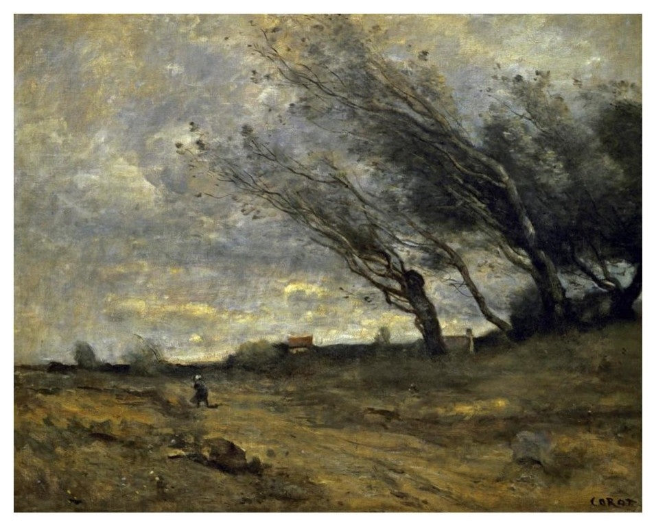 "A Gust of Wind" Digital Paper Print by Jean-Baptiste-Camille Corot, 24"x19"