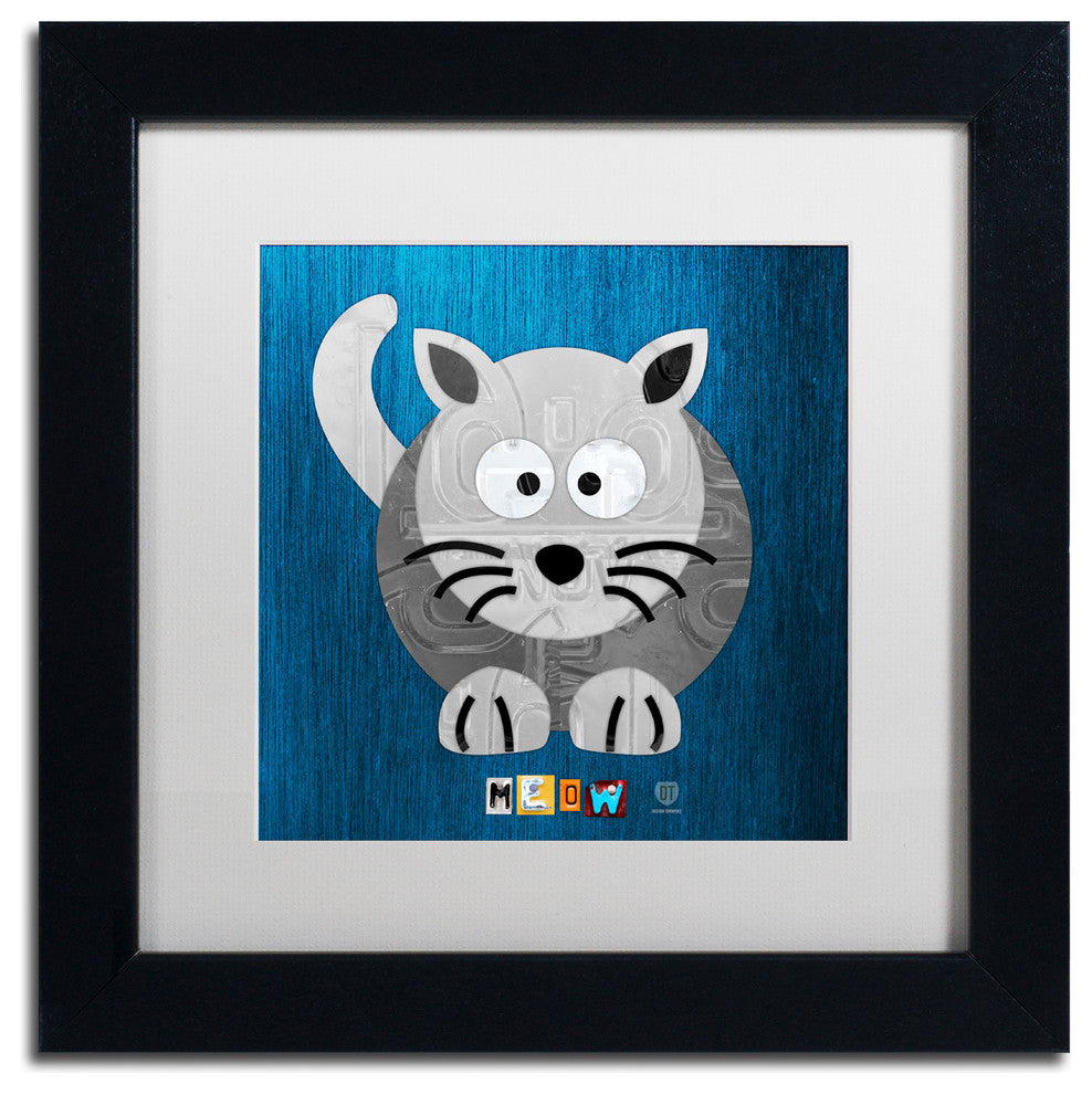 "Meow The Cat" Matted Framed Canvas Art by Design Turnpike