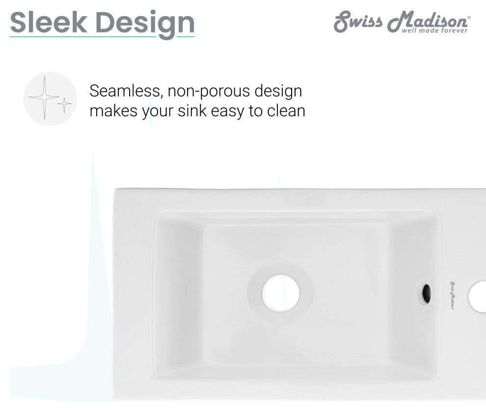 Voltaire 19.5"x10" Ceramic Wall Hung Sink With Faucet Mount, Right Side