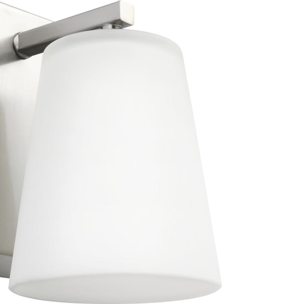 Vertex Collection One-Light Brushed Nickel Etched White Glass Bath Light