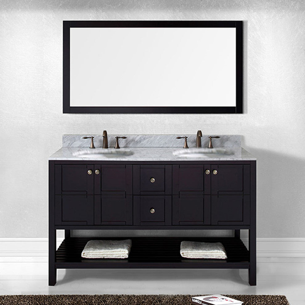 Winterfell 60" Double Bathroom Vanity Set, Espresso