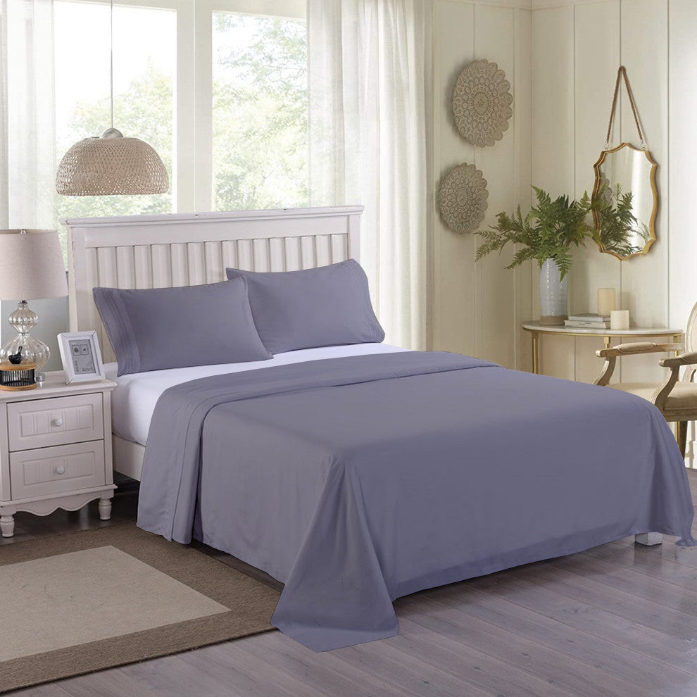 Organic Cotton Flat Sheet, Dark Gray, King, 108"x105"