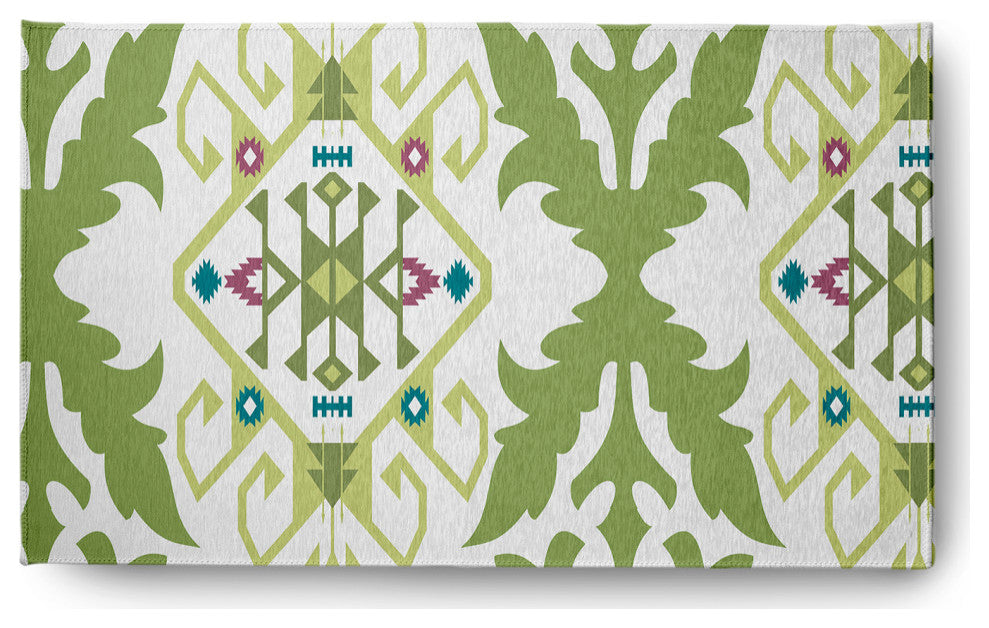 Bombay Medallion Soft Chenille Area Rug, Green, 3'x5'