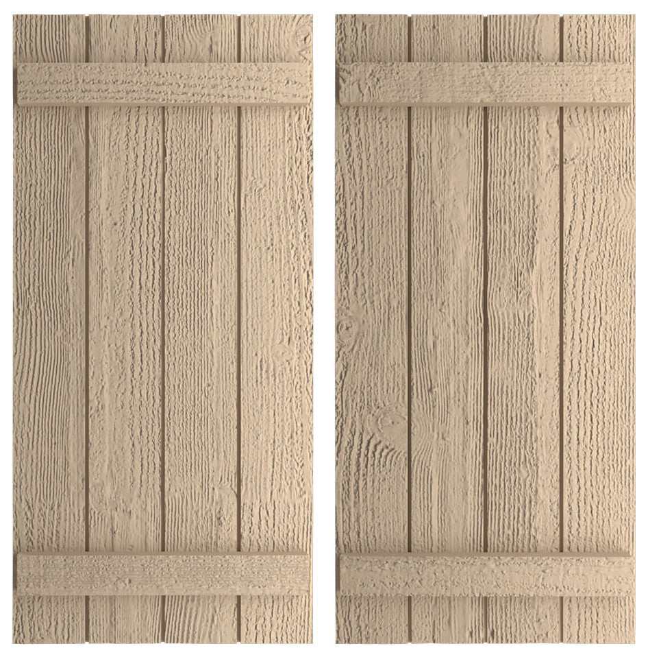 Rustic 4 Board Joined B-N-B Faux Wood Shutters, Rough Sawn, 22x36"
