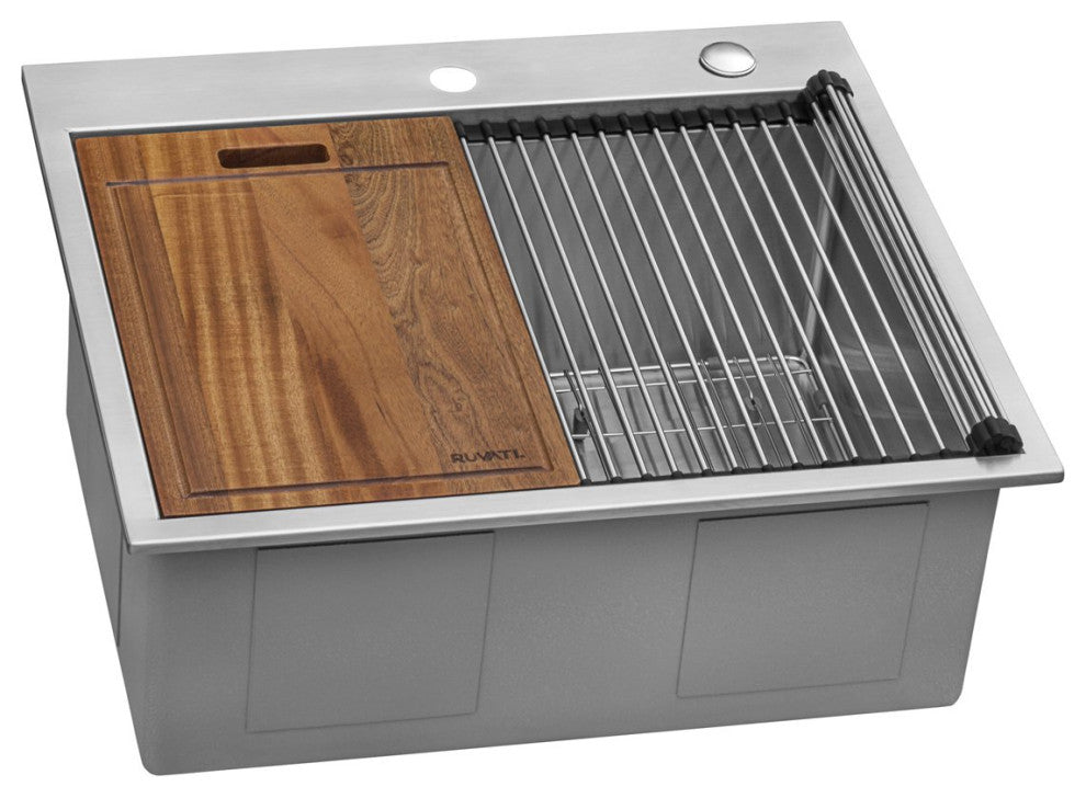 25-inch inch Workstation Drop-in 16 Gauge Stainless Steel Ledge Sink - RVH8023