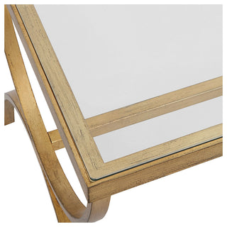 Uttermost 25186 Crescent 48"W Iron and Tempered Glass Coffee - Antique Gold