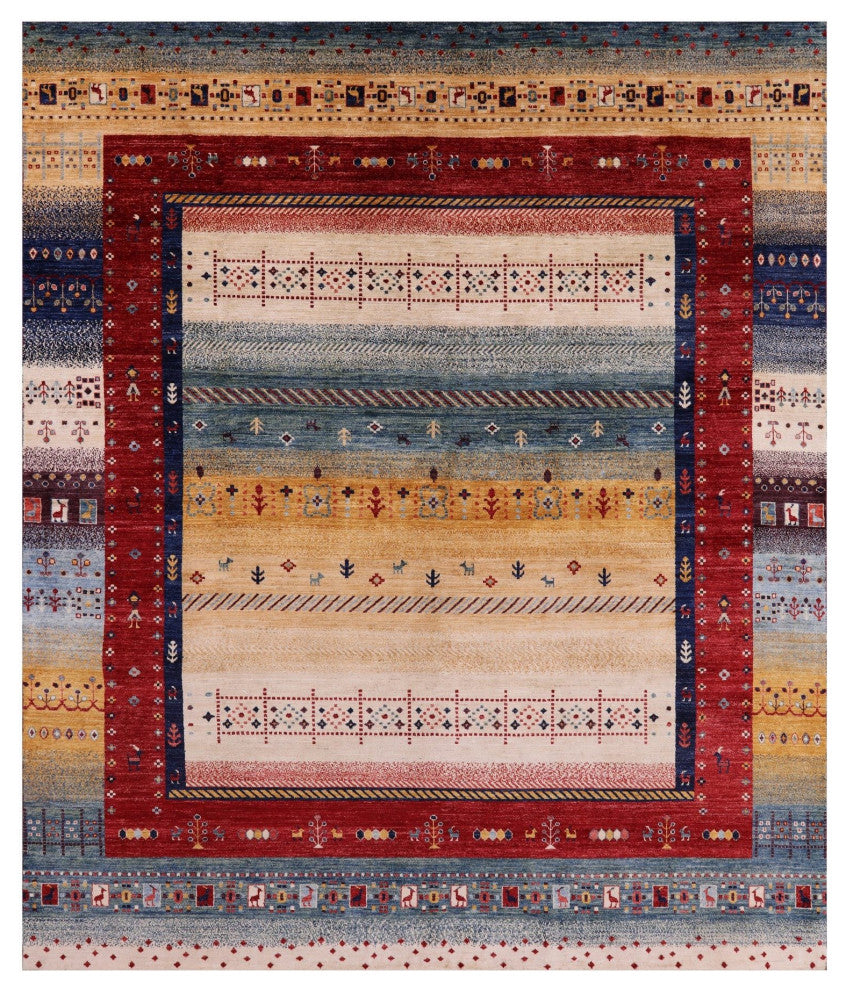 8' 2" X 9' 7" Tribal Persian Gabbeh Handmade Rug Q5546