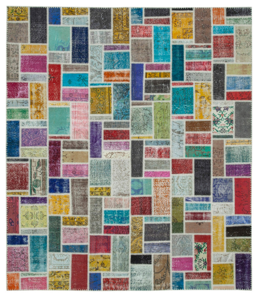 Rug N Carpet - Handwoven Anatolian 8' 6" x 9' 10" Wool Patchwork Area Rug
