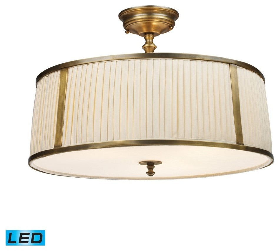 ELK Lighting Williamsport 3-Light LED Semi Flushmount, Vintage Brass Patina