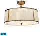 ELK Lighting Williamsport 3-Light LED Semi Flushmount, Vintage Brass Patina