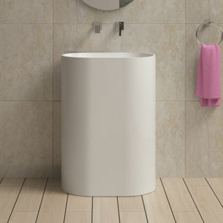 ADM Oval Freestanding Pedestal Sink, White, 24", Glossy White
