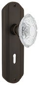 Deco Plate Double Dummy, Keyhole Crystal Victorian Knob, Oil-Rubbed Bronze