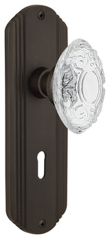 Deco Plate Double Dummy, Keyhole Crystal Victorian Knob, Oil-Rubbed Bronze