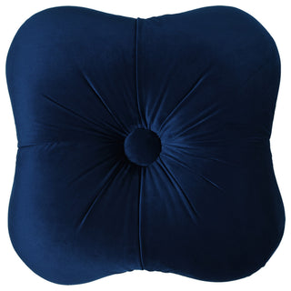 Ellen Tufted Bullion Trim Ottoman, Navy Blue & Gold