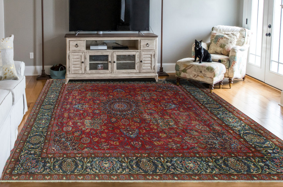 Vintage Distressed Birtel Red Rug
