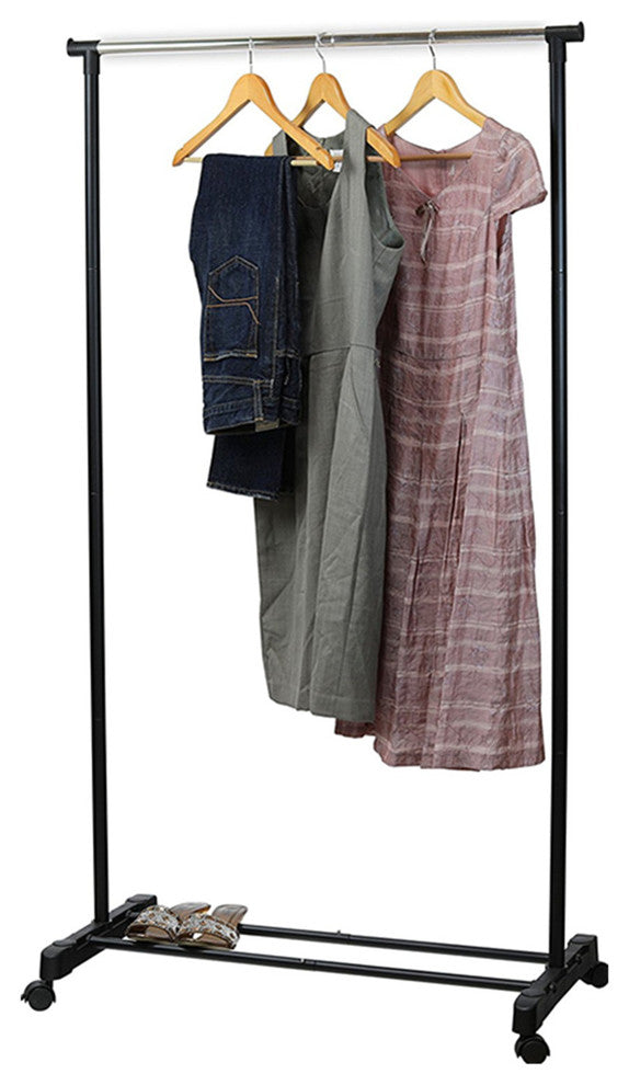 Houseware Portable Closet Hanging Clothing Garment Rack With Wheels, Standard