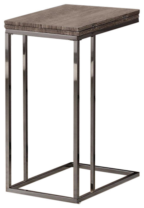 Modern Weathered Gray Finish Expandable Snack Side End Table