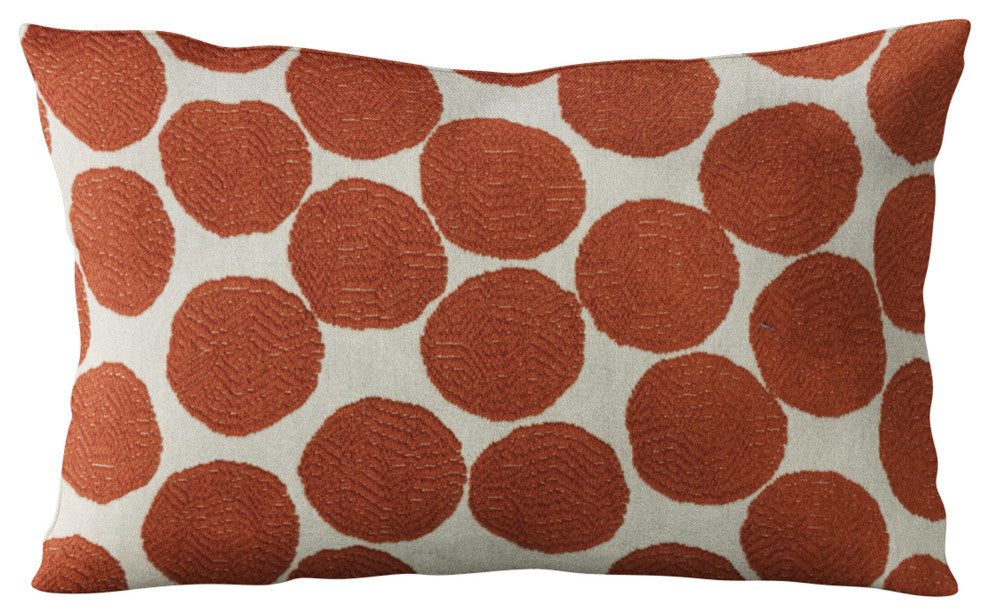 Plutus Red Beige Tomato Dot Luxury Throw Pillow, 26"x26"