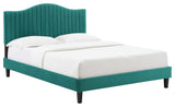 Juniper Channel Tufted Performance Velvet Full Platform Bed, Teal
