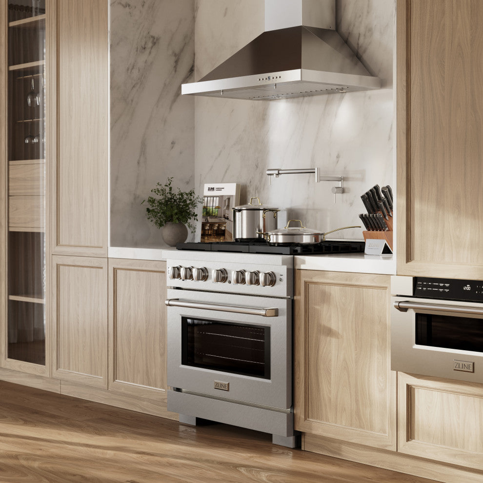 ZLINE 36" Freestanding Gas Range, DuraSnow Steel With Brass Burners SGRS-BR-36
