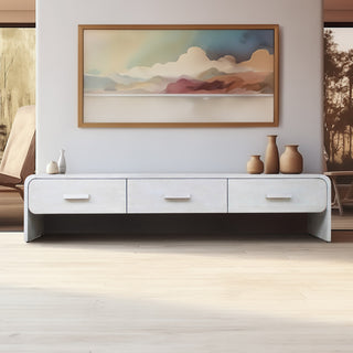 Wood, 71"L Media Stand, 3 Drawers, Whitewash