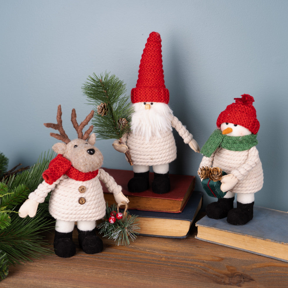 Plush Santa Snowman and Moose, 3-Piece Set