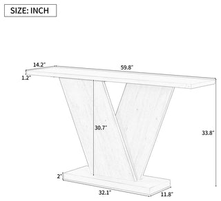 GDF Studio 60 inches V-Base Wood Console Table, Gray