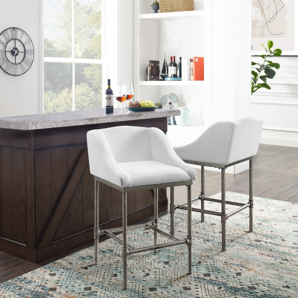 Hillsdale Dillon Modern Low Profile Wingback Metal Stool, Counter Height