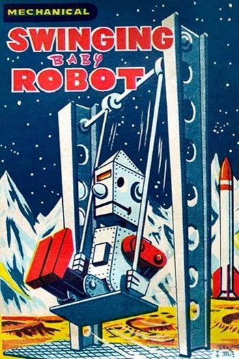 Swinging Baby Robot- Canvas Poster 20" x 30"