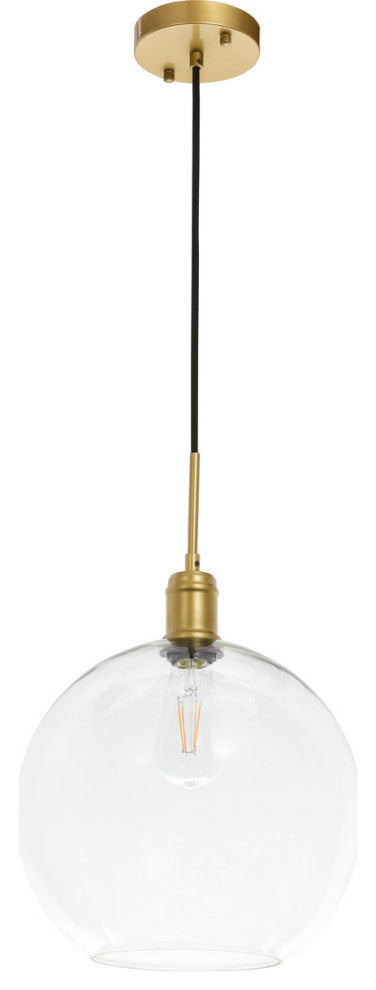 Living District Emett 1-Light Metal Pendant in Brass and Clear Glass