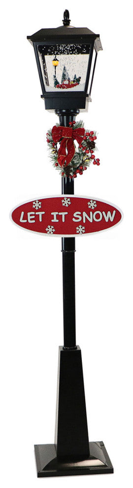 Let It Snow 71" Lamp, Black, Car, 2 Signs, Cascading Snow, Holiday Carols