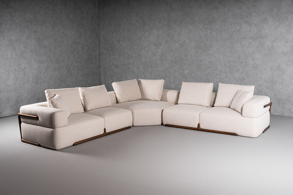 Divani Casa Simone Modern Off-White Fabric Sectional Sofa