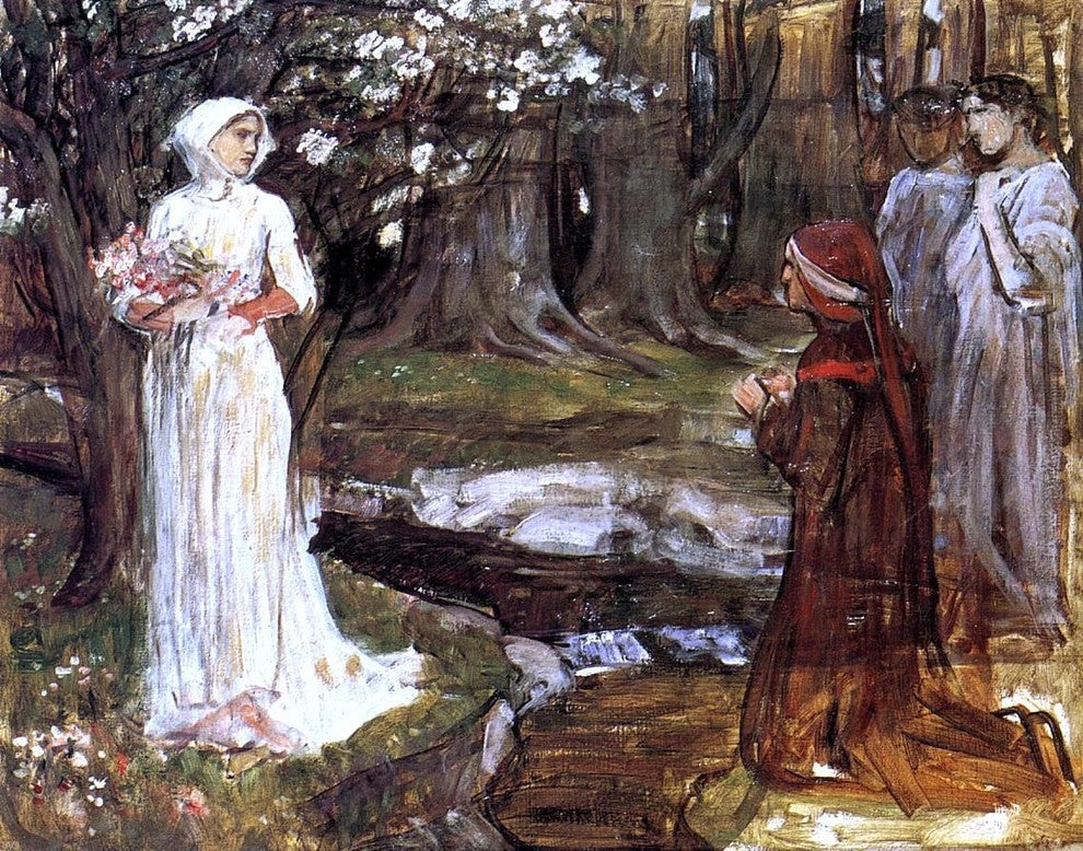 John William Waterhouse Dante and Beatrice, Gallery Wrapped Canvas, 20"x25"