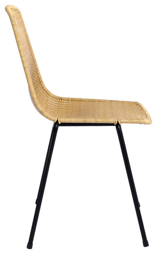 Basket Outdoor Dining Chair - Wheat Seat - Black Frame