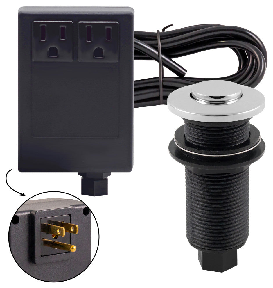 Disposal Air Switch and Dual Outlet Control Box, Polished Chrome