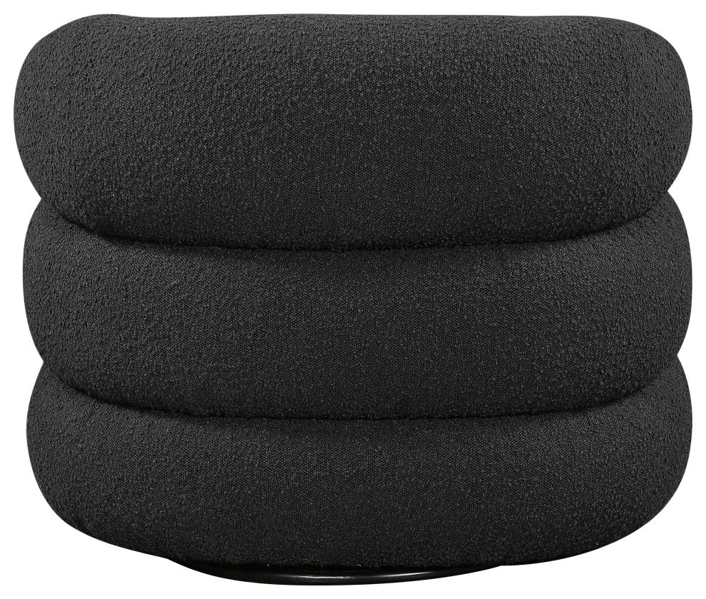Roxbury Boucle Fabric Upholstered Swivel Accent Chair, Black