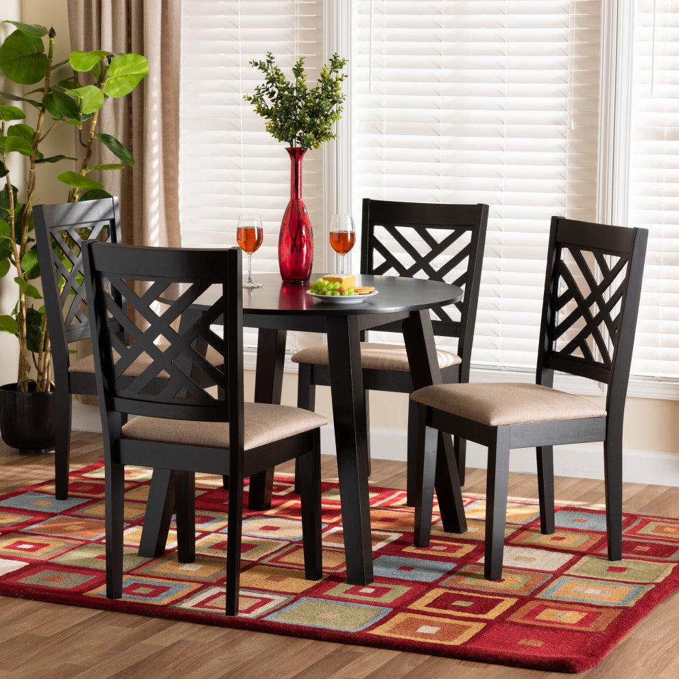 Vanja Beige Fabric 5-Piece Dining Set