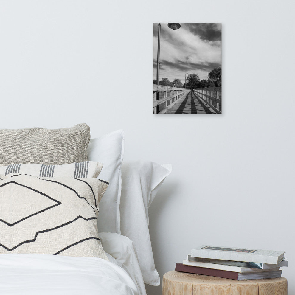 Follow the Lines Black & White Landscape Photo Canvas Wall Art Print, 12" X 16"