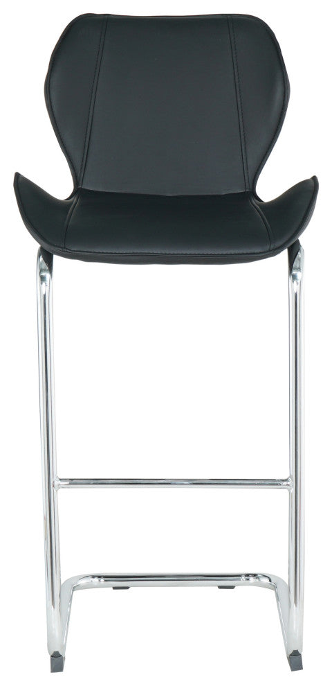 Modern PU 4 Bar chairs with Metal Legs for Dining,kitchen and Bar, Black